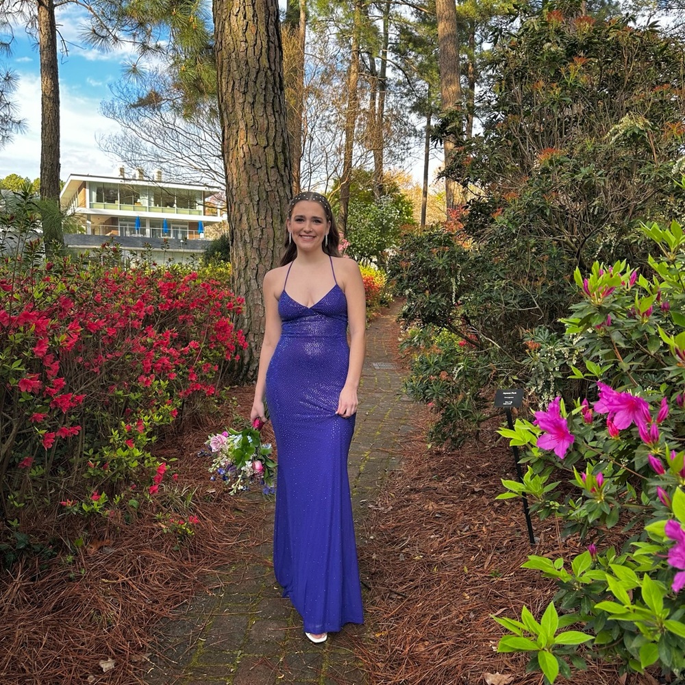 Windsor Purple Spaghetti Strap Prom Gown